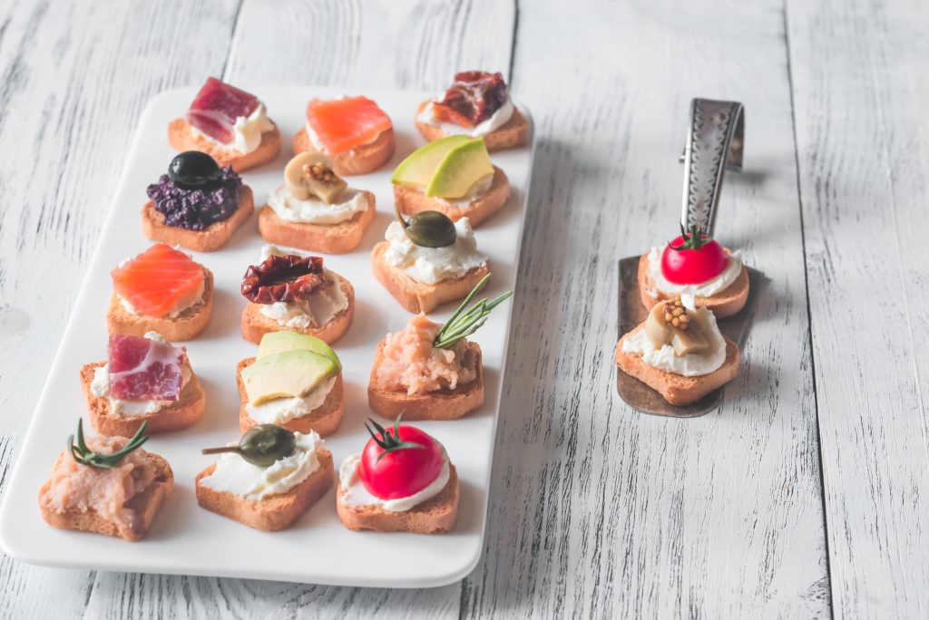 Crostini with different toppings